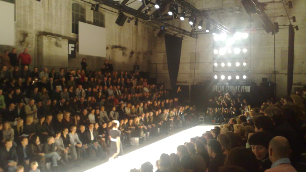 Models on the runway at a fashion week show